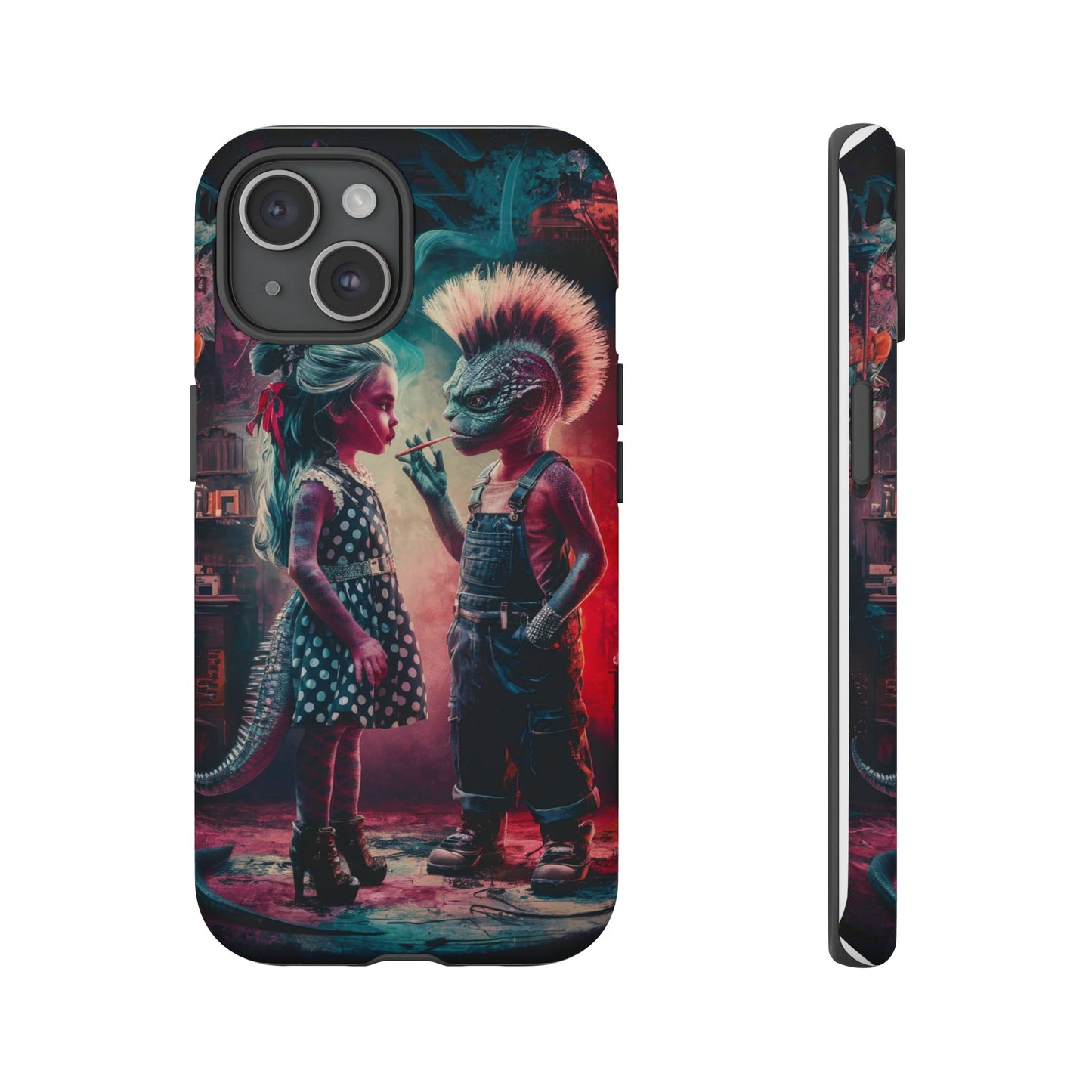 Alien rebel kids Artistic Phone Case, Tough Cases with Whimsical Lizard Characters, Creative Accessories, Unique Gift