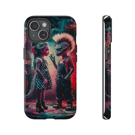 Alien rebel kids Artistic Phone Case, Tough Cases with Whimsical Lizard Characters, Creative Accessories, Unique Gift