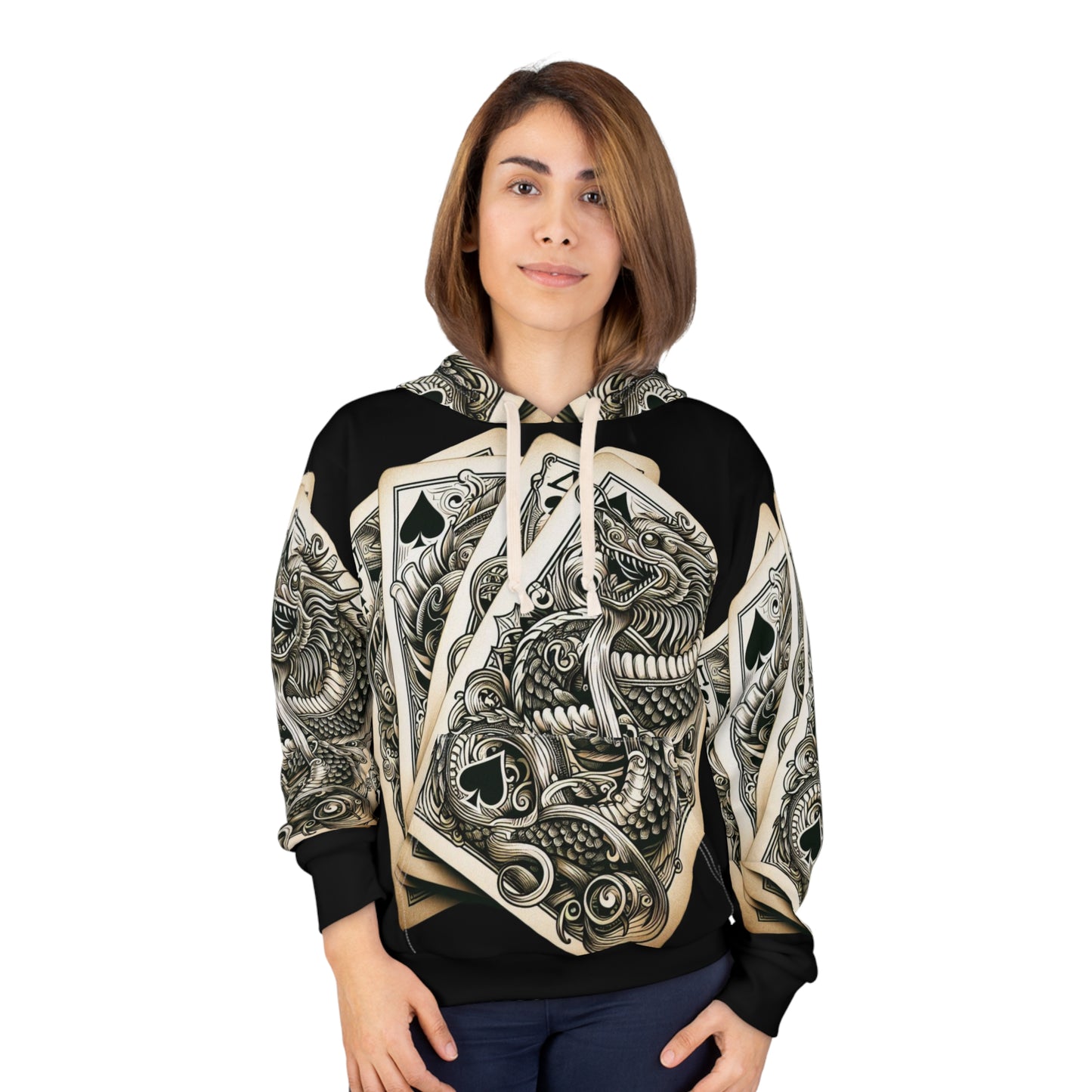 Dragon deck of cards Unisex Pullover Hoodie (AOP)