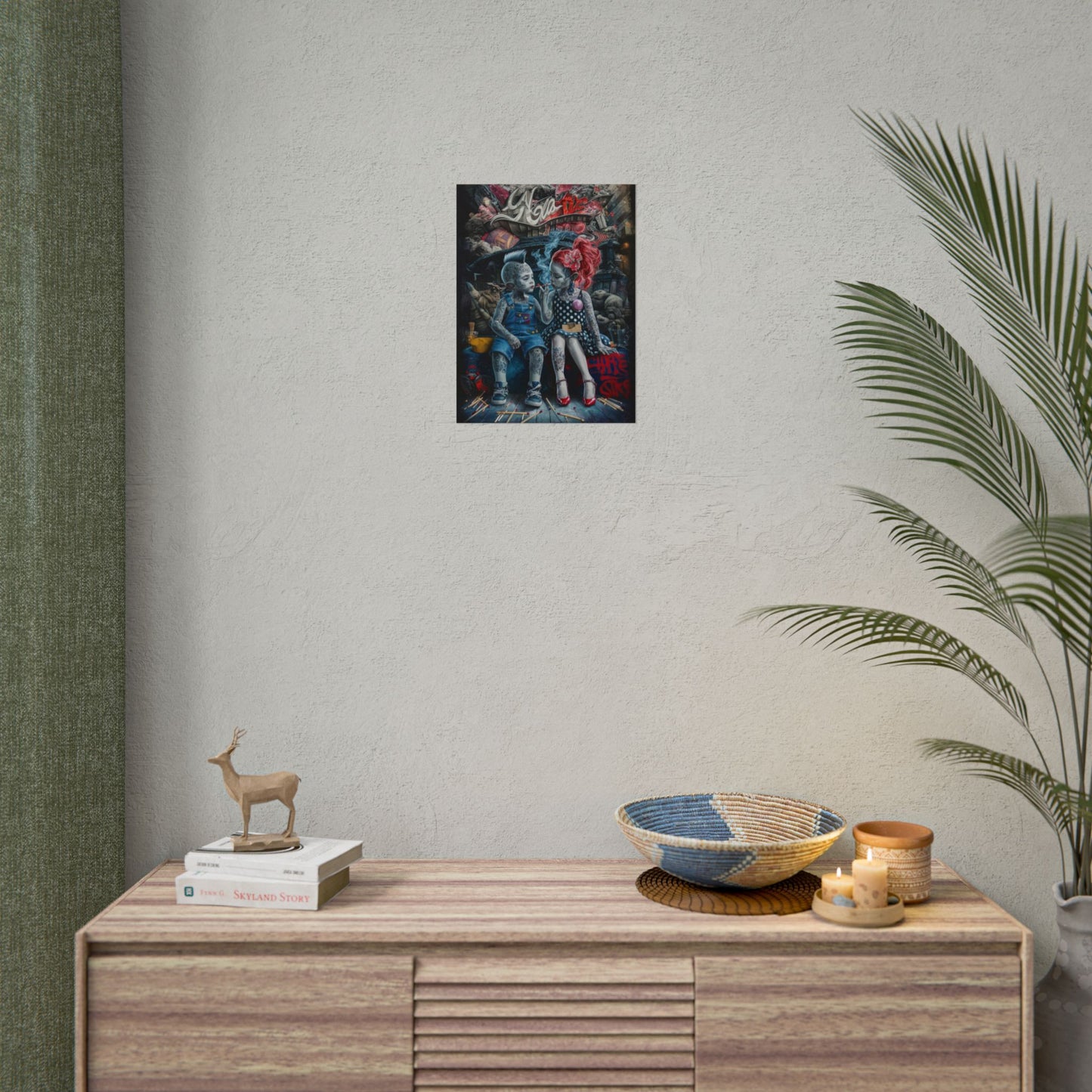Young rebels, Vintage Punk Art Rolled Poster - Tattooed Kids Design
