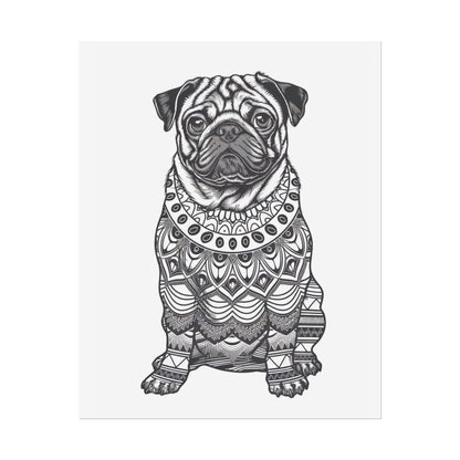 Life sized Coloring Page Rolled Poster of a Pug Dog