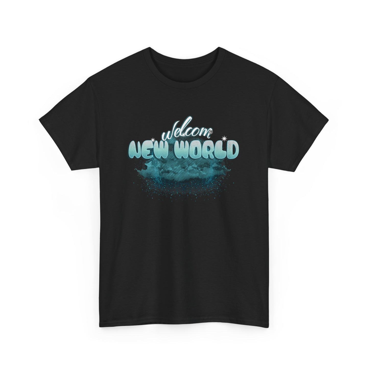Welcome New World Unisex Heavy Cotton Tee, Trendy Graphic T-Shirt, Gift for Nature Lovers, Casual Wear, Comfortable Style, Everyday Tee