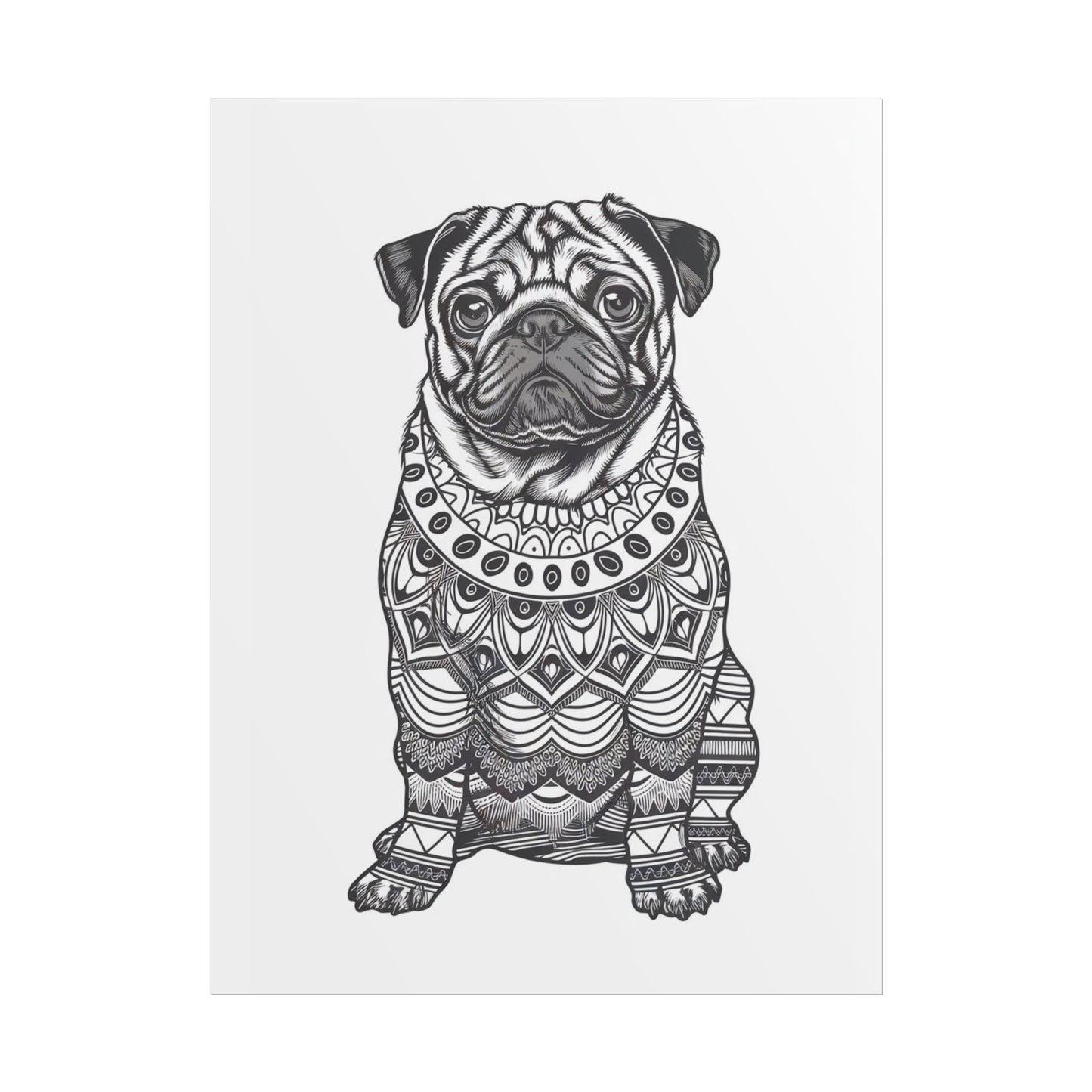 Life sized Coloring Page Rolled Poster of a Pug Dog