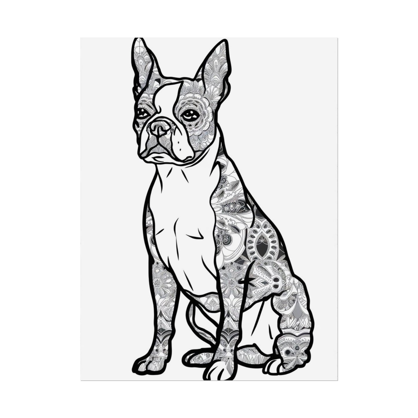 Coloring Poster, Life sized Artistic Dog Rolled Poster - Chic Home Decor for Dog Lovers