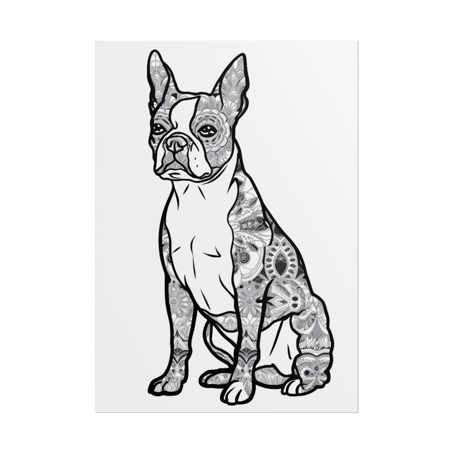 Coloring Poster, Life sized Artistic Dog Rolled Poster - Chic Home Decor for Dog Lovers
