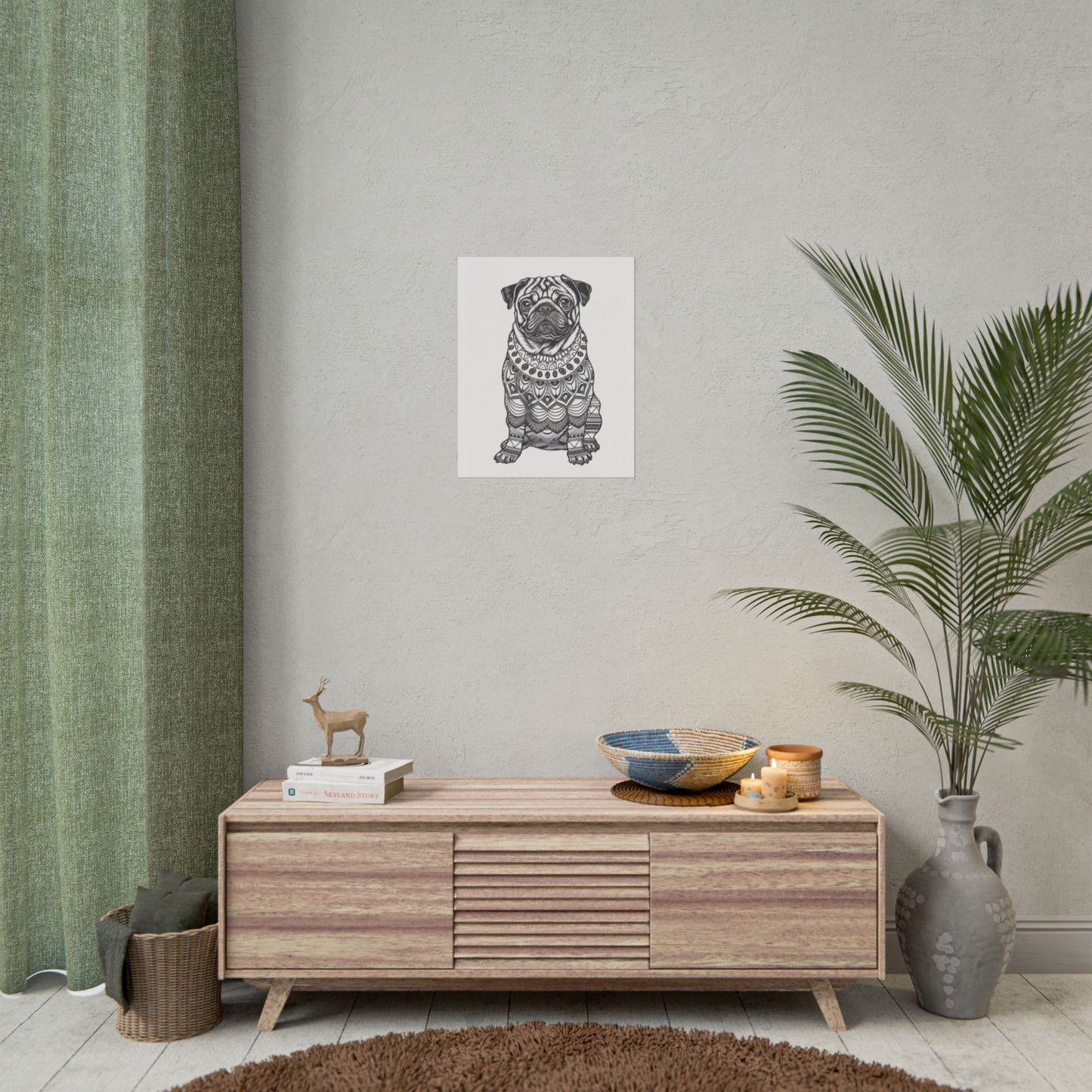 Life sized Coloring Page Rolled Poster of a Pug Dog