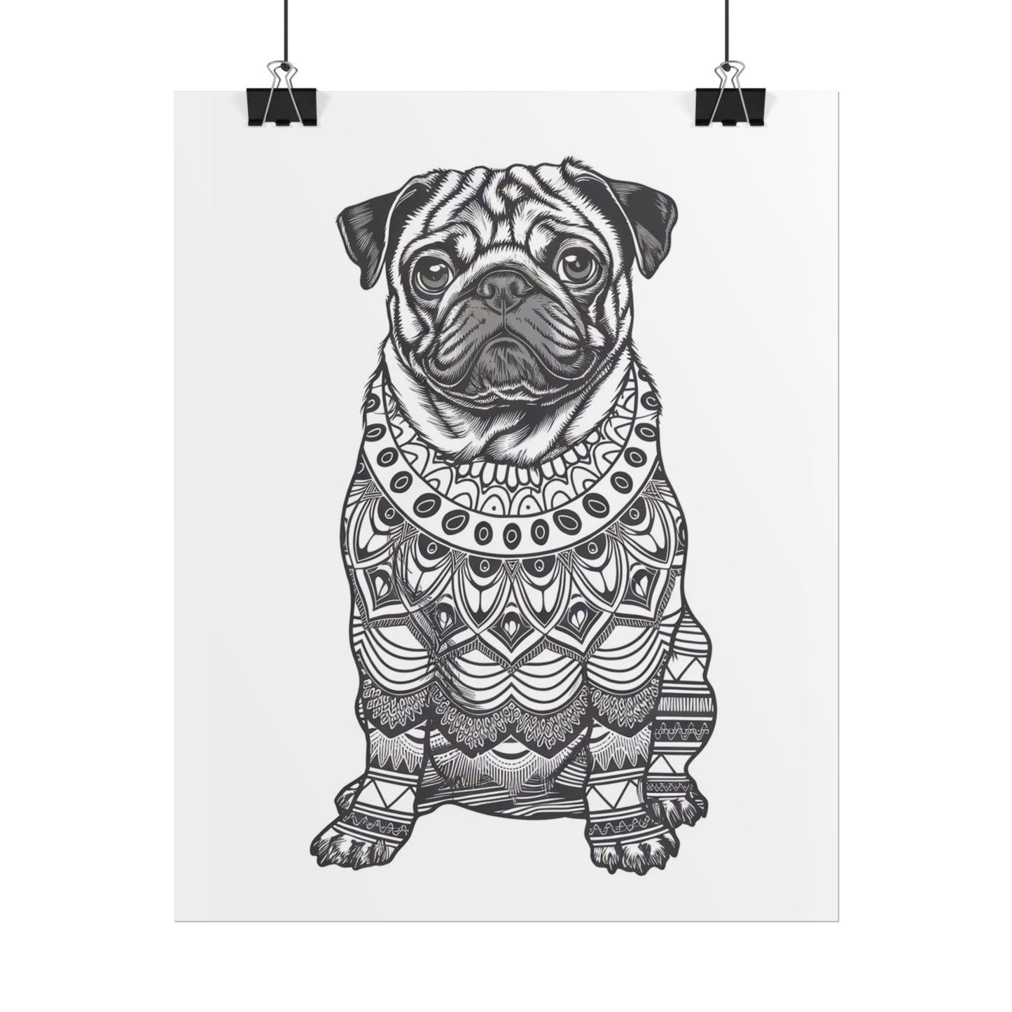 Life sized Coloring Page Rolled Poster of a Pug Dog