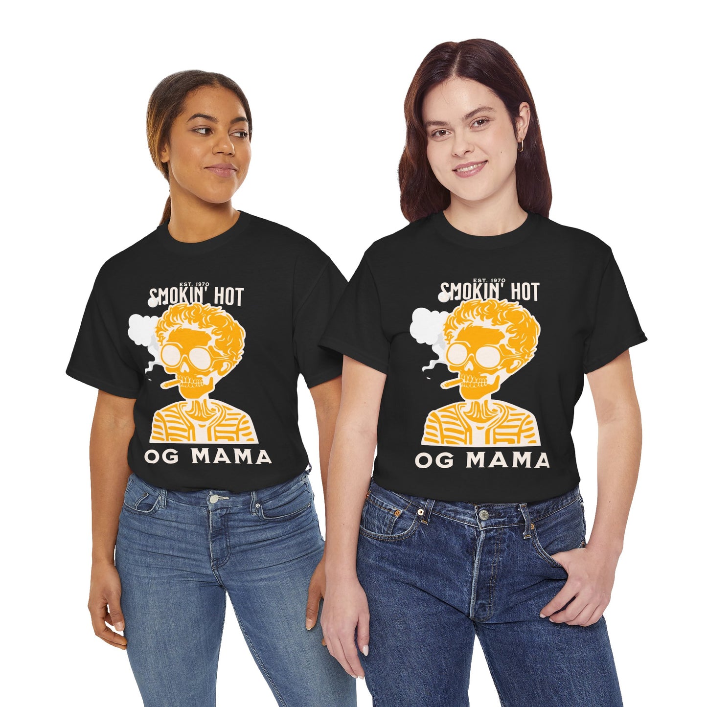 OG Mama Smoking Hot Unisex Heavy Cotton Tee - Cool Graphic T-Shirt for Casual Wear