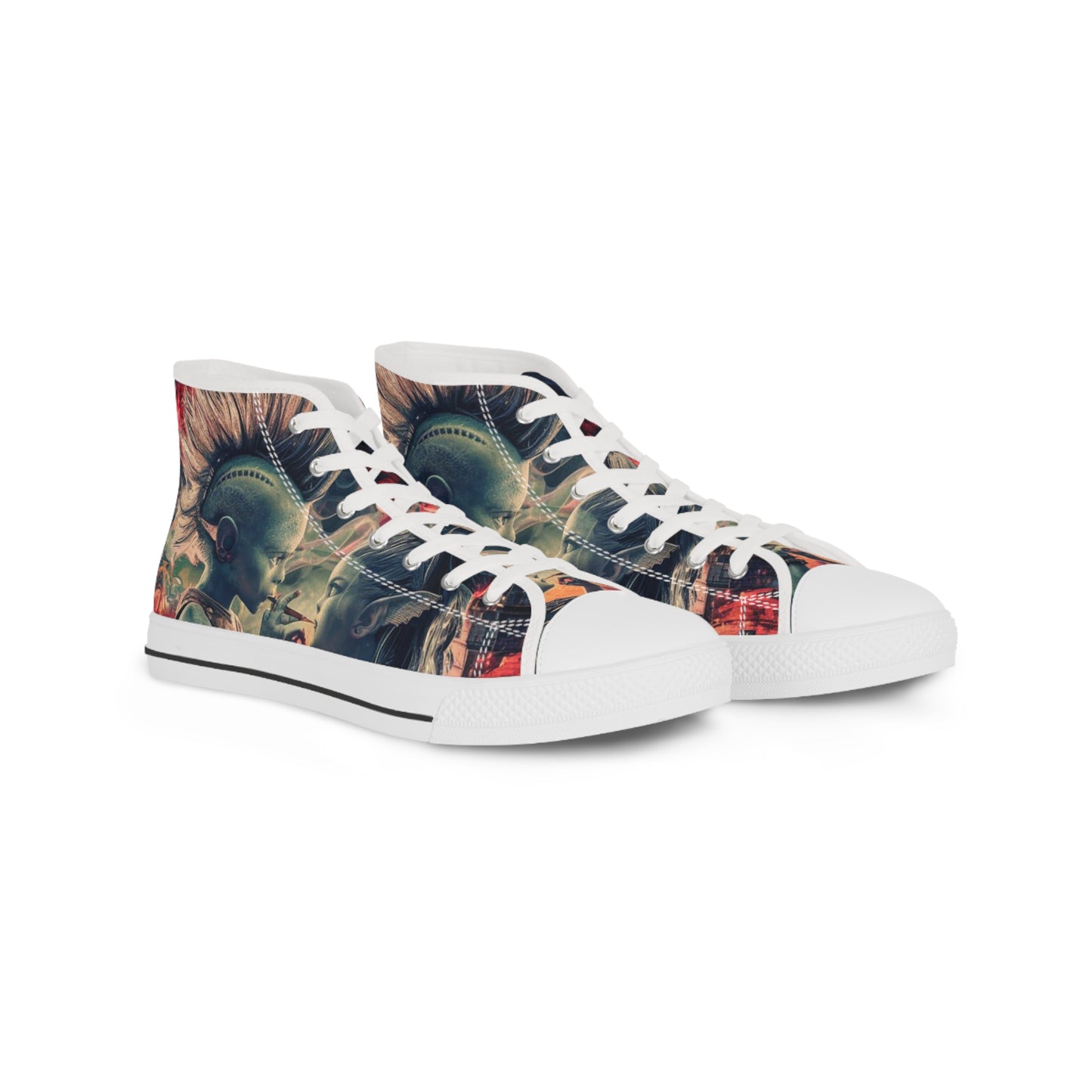 Alien Rebel Kids Artistic High Top Sneakers - Unique Design for Bold Expression