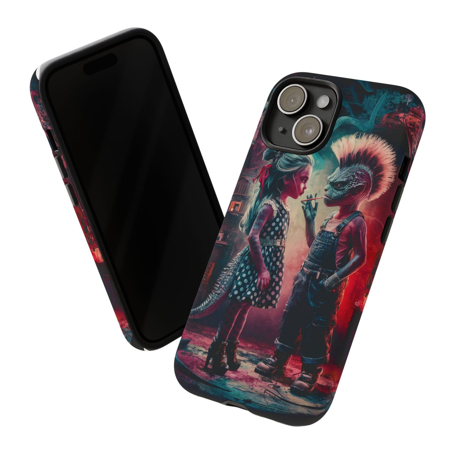 Alien rebel kids Artistic Phone Case, Tough Cases with Whimsical Lizard Characters, Creative Accessories, Unique Gift