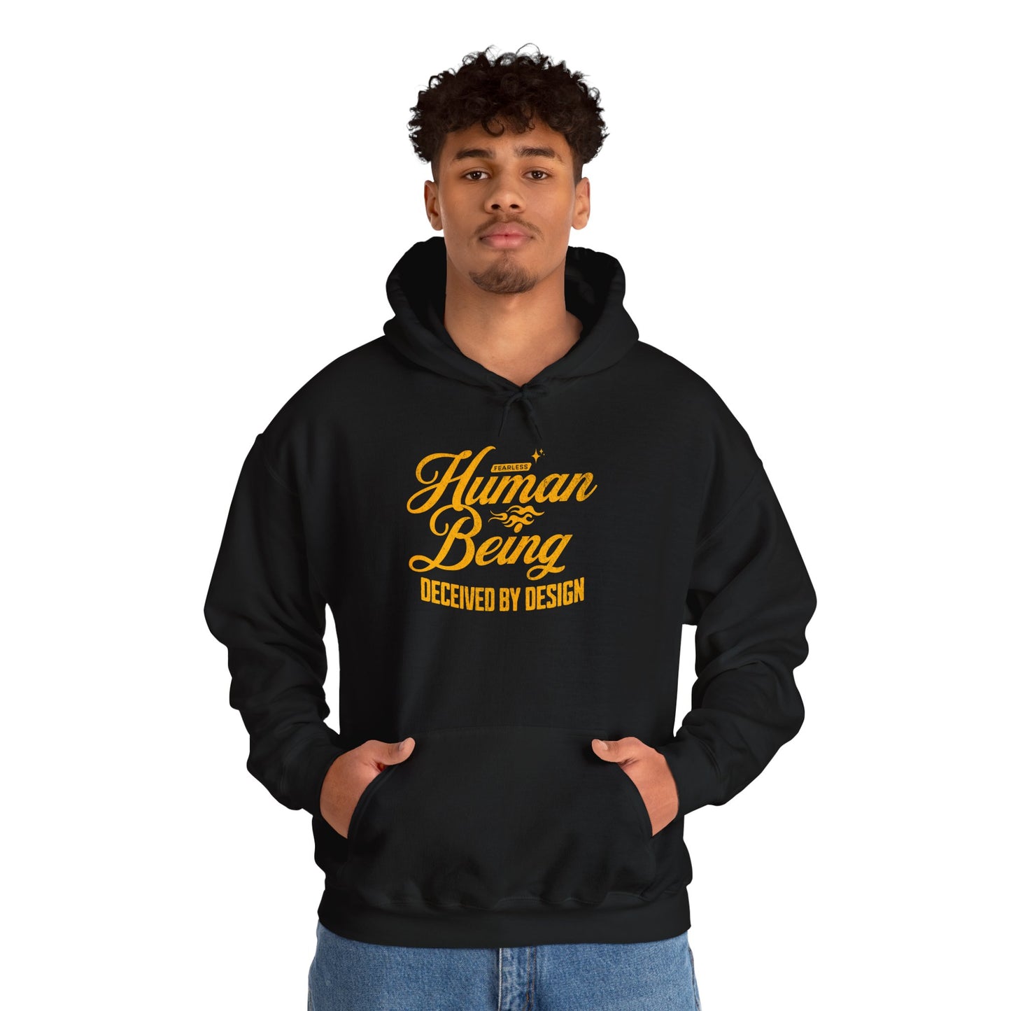 Human Being Deceived by Design Hoodie - Unisex Heavy Blend Sweatshirt for Comfort and Style