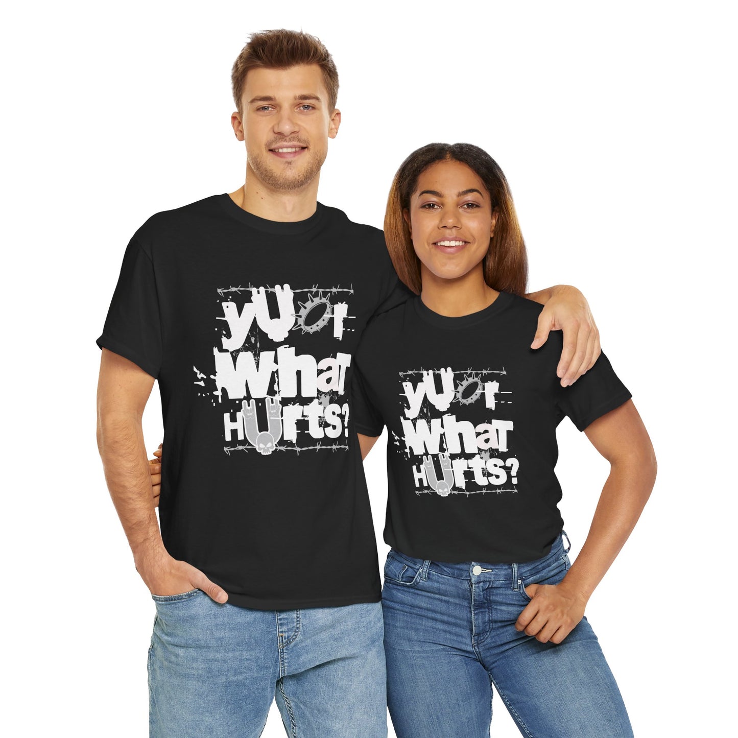 Your What Hurts? Graphic Heavy Cotton Tee   Design, Casual Wear, Unique Gift for Friends, Comfortable Unisex Shirt, Perfect