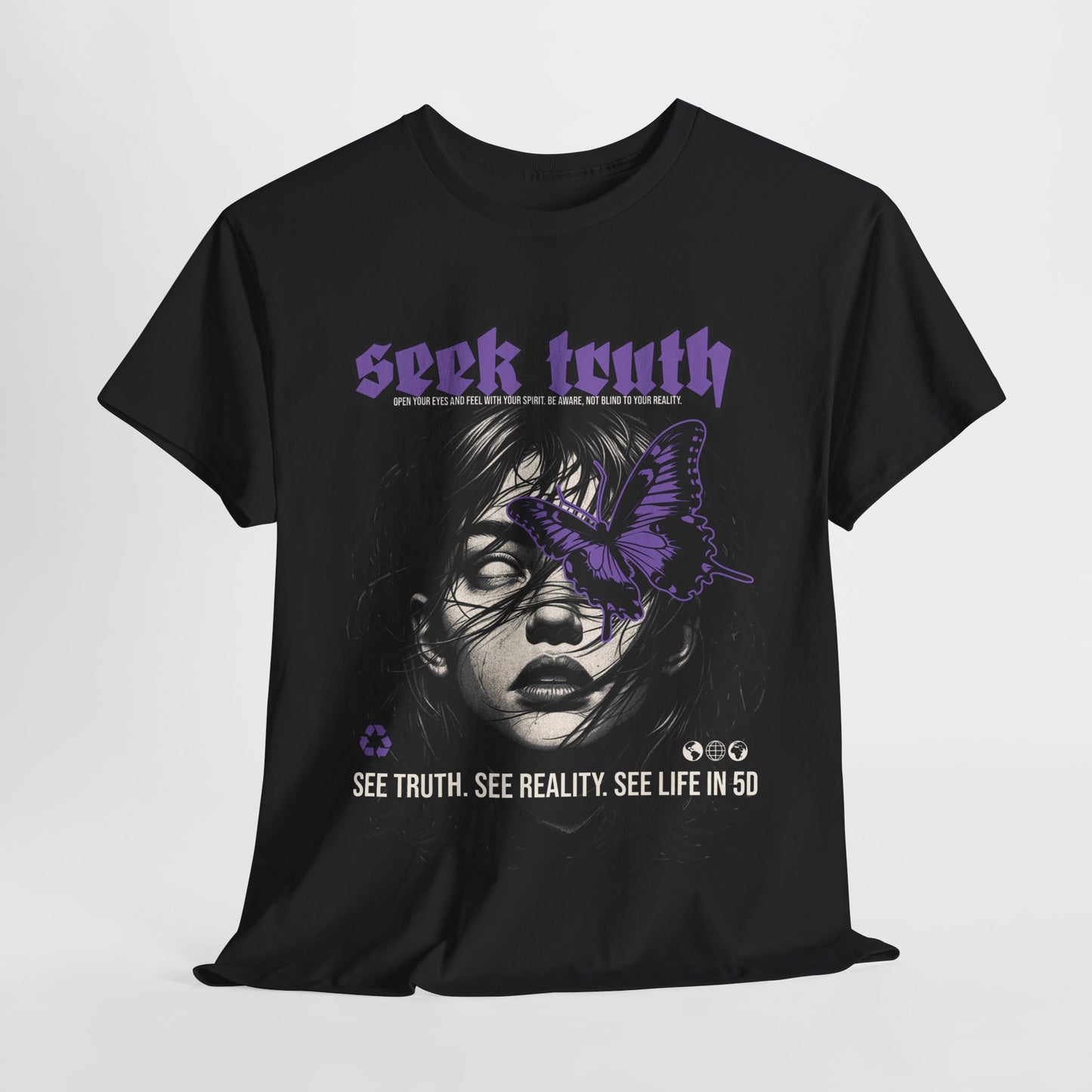 Seek Truth Graphic Unisex Heavy Cotton Tee - Edgy Butterfly Design